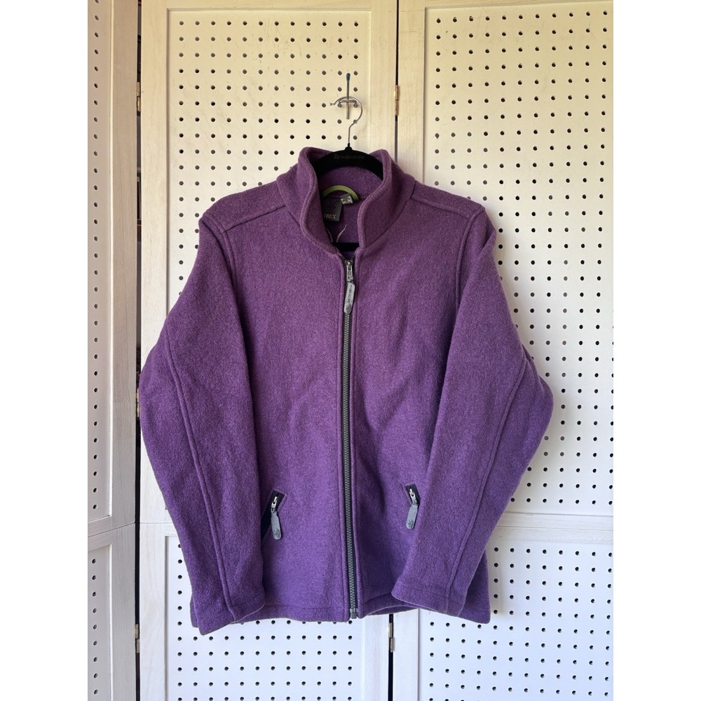 Ibex Womens Purple 100% New Wool Full Zip Mock Neck Jacket Size M Made in USA